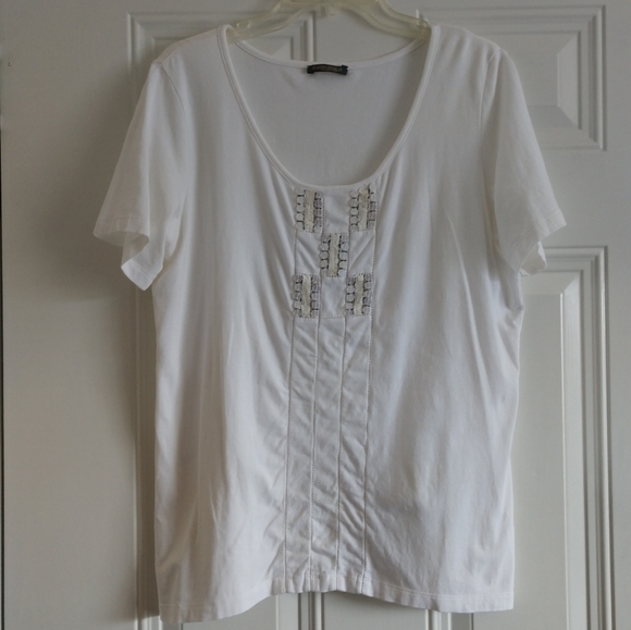 MARINA RINALDI Size M Bust 42" Embroidered T-shirt - Picture 2 of 10